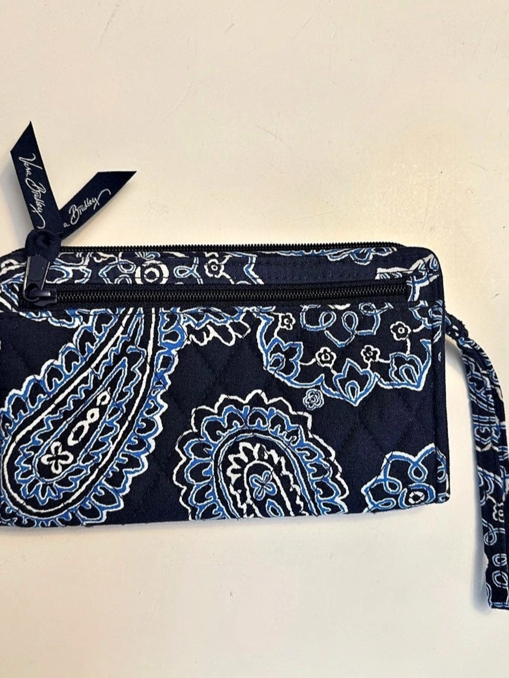 Vera Bradley Slim Zip Wristlet in Blue Bandana - retired pattern